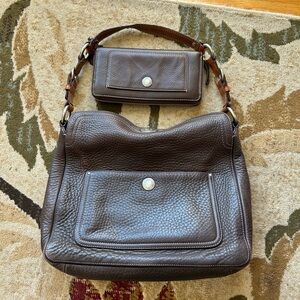 Coach Brown Leather Shoulder Bag and Wallet Set